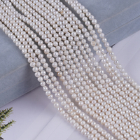 Perles d'eau douce Akoya blanches en forme de pomme de terre, rondes, de 4-5 mm, en vrac, pour la fabrication de bijoux