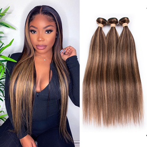 Venta al por mayor listo para enviar 9a 10a grado 28 pulgadas extensión virgen India Malasia resaltado recto rizado mechones de pelo rizado - Product Image 3