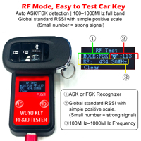 Testeur de clé de voiture RF&ID WOYO PL021 100-1000 MHz, détecteur de radiofréquence de télécommande de clé de voiture