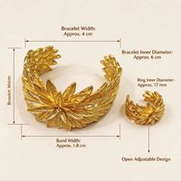 Gelang Paduan Logam Berlapis Emas untuk Wanita, Desain Geometris Bunga Bintang Laut, Gaya Bohemian untuk Pesta Pantai Musim Panas