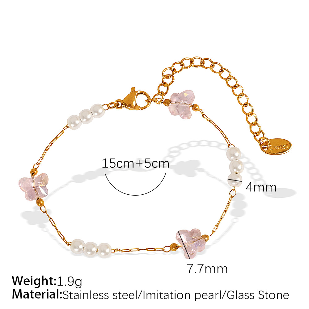 Bracelet en or avec pierre rose SL75