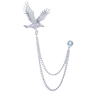 Strass Broschen Männer Metall Quaste Kette Anstecknadeln für Herren Anzug Zubehör Gold <span class=keywords><strong>Eagle</strong></span> <span class=keywords><strong>Vintage</strong></span> Brosche <span class=keywords><strong>Pin</strong></span> Abzeichen Männer Schmuck - Product Image 4
