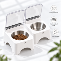 Gamelle surélevée pour chien avec capteur de mouvement, distributeur automatique sans fil avec couvercle transparent à ouverture automatique