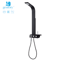 Colonne de douche multifonctionnelle en acier inoxydable noir mat avec pommeau de douche pluie et douchette à main