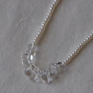 Glacier Series S925 Silver Minimalist Niche Design Versatile White <b>Crystal</b> Natural Freshwater Pearl Necklace - Product Image 2