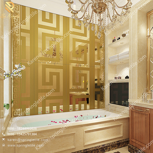 <span class=keywords><strong>Piastrelle</strong></span> italiane di lusso Springletile hotel greek key medusa pattern gold glitter <span class=keywords><strong>piastrelle</strong></span> <span class=keywords><strong>decorative</strong></span> per <span class=keywords><strong>bagno</strong></span> in ceramica lucida - Product Image 3