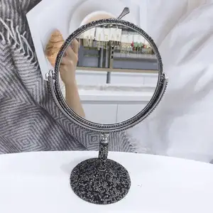 2022 роскошное металлическое ручное зеркало для макияжа, рекламное зеркало, блестящее зеркало для макияжа с бриллиантом