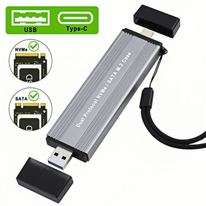 <span class=keywords><strong>M</strong></span>.2 อะแดปเตอร์ตู้ SSD โปรโตคอลคู่ NVMe PCIe SATA NGFF, อินเทอร์เฟซคู่ USB C USB 3.0 ประเภท-C ถึง M2 กล่องขยายที่เก็บ SSD - Product Image 1