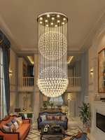 Lustre en cristal restaurant longue lumière d'escalier en duplex; lustre de mode de hall de villa de salon