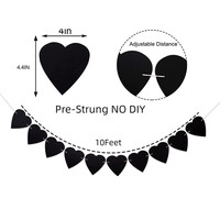 Drapeau en feutre en forme de coeur pour la Saint-Valentin mariage personnalisable noir amour bannière décorative tissé fête décoration murale