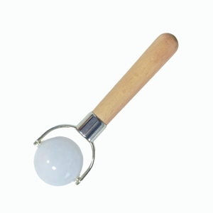 ลูกกลิ้งนวดหน้าหยกขาวธรรมชาติพร้อมด้ามไม้ - Product Image 3