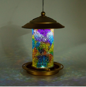 Comedero para Pájaros Solar para Exteriores, Comedero para Pájaros Salvajes Colgante de Metal con Mosaico, Comederos para Pájaros Impermeables, Lámpara de Jardín con Forma de Farol - Product Image 3