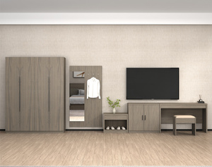 ชุดเฟอร์นิเจอร์ห้องนอนไม้เนื้อแข็งราคาประหยัดที่ทันสมัยสำหรับโรงแรมอพาร์ทเมนต์ฐานเตียงกรอบเตียงเตียงที่แข็งแรง - Product Image 5