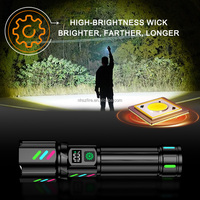 Linterna Potente Más Vendida, Multifuncional, Impermeable, Portátil, Recargable, con Pantalla Digital, para Uso de Emergencia