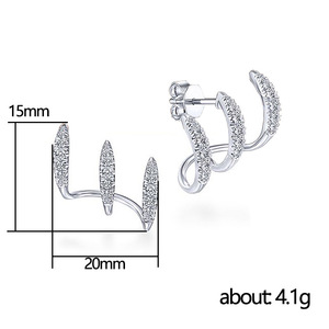 Orecchini a clip curvi a tre punte, semplici e scintillanti, gioielli per le orecchie - Product Image 4