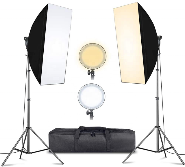 Professional Photography Softbox Led Light Kit Studio Kit with 3 Color Temperature for Film Living