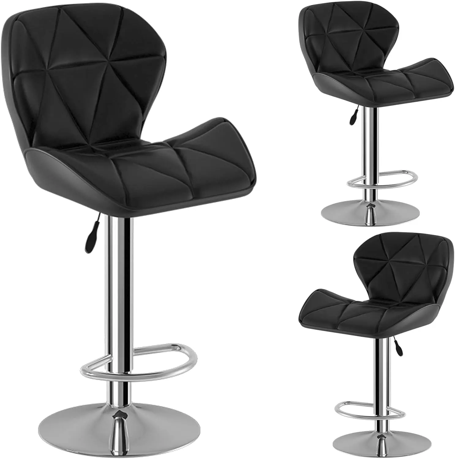 Bar Stool Black Bar Stools Swivel Adjustable Chairs With Footrest Pu Backrest Seat Modern Furniture Office Counter High Barstool