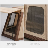 Tente tunnel familiale Tan avec auvent avant, fenêtres en maille, abri de glamping, 4 saisons, camping en plein air, imperméable, coupe-vent, 4-5 personnes