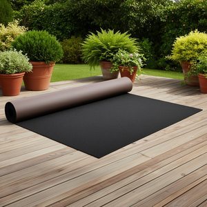 Tapis d'extérieur noir anthracite 6 x 23 pieds, avec envers en TPR, imperméable, pour patio, véranda, terrasse, usage domestique - Product Image 2