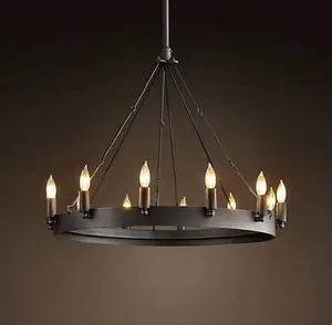 Lámpara Retro Industrial de hierro negro para sala de estar, accesorio de iluminación para restaurante