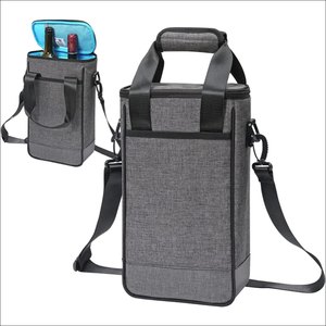 Sac isotherme portable pour deux bouteilles de vin avec bandoulière, sac de transport thermique rembourré pour vin - Product Image 1