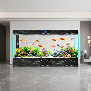 Aquário Vertical Integrado de Grande Tela para Sala de Estar com Luz LED e Função de Aquecimento para Peixes Tropicais de Água Doce (Sem Água) - Product Image 6