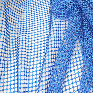 N001 Precio <span class=keywords><strong>de</strong></span> fábrica Rhinestone Bling Net Crystal Fabric Blue Clear Rhinestone Fishnet Fabric Stretch Rhinestone Mesh para ropa - Product Image 3
