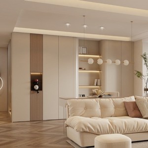Armario Minimalista de Pared con Puertas Abatibles y Tres Estantes para Almacenamiento en Dormitorio y Sala de Estar, Acabado Madera - Product Image 1