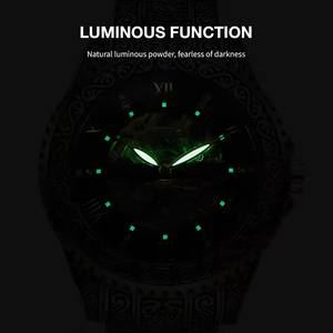 Reloj de Hombre WINNER, Lujoso, Retro, Luminoso, Dorado, con Correa de Acero Inoxidable, Movimiento Mecánico Automático, Esqueleto, Resistente al Agua - Product Image 6