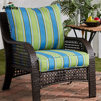 Coussin de siège profond en éponge haute densité résistant à l'eau à rayures vertes de taille personnalisée pour terrasse extérieure, coussins pour chaises de patio