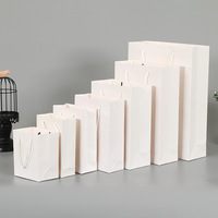 Sac en carton blanc et brun imprimé sur mesure pour vêtements, chaussures, cadeaux, avec poignées en ruban laminé, sac d'emballage écologique