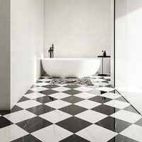 Carreaux de sol et de mur en marbre de porcelaine émaillée, motif damier blanc et noir Carrara moderne, 800x800mm, 10mm d'épaisseur, résistants à l'usure, antidérapants