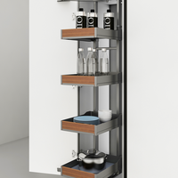 Artsteel Panier coulissant à 4 niveaux en alliage d'aluminium finition noyer, robuste et écologique, pour armoire de cuisine