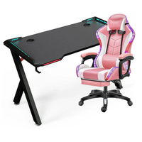 Table de jeu RGB, chaise et table de jeu pour PC, ensemble réglable avec éclairage LED, bureau de jeu pour ordinateur
