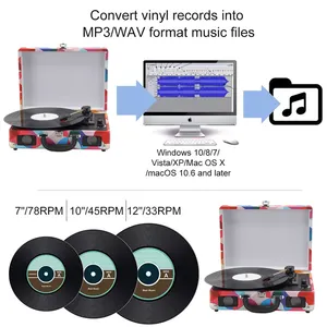 2023 Turntable gramophone Máy ghi âm cập nhật Hifi dọc Vinyl Máy ghi âm với màu xanh răng