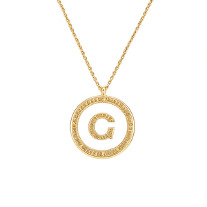 Collana con Ciondolo a Forma di Lettera G con Diamante, Catena da 2 Cm in Acciaio, Tono Oro e Argento - Product Image 1