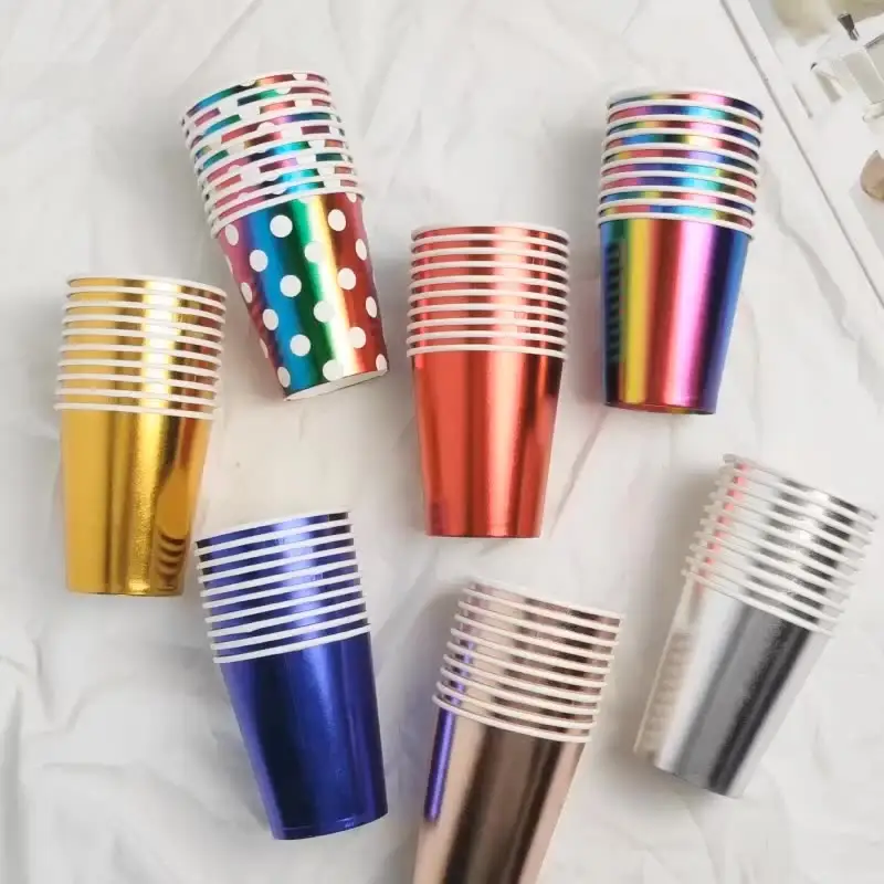 9 oz Disposable plastic juice cups gold blue rose gold disposable birthday party supplies