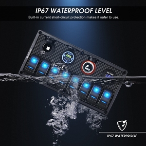 8 gang Marine thuyền chuyển đổi bảng điều chỉnh không thấm nước USB Type-C cổng ổ cắm LED Vôn kế 12V RV Rocker chuyển đổi chuyển đổi bảng điều chỉnh với Breaker - Product Image 2