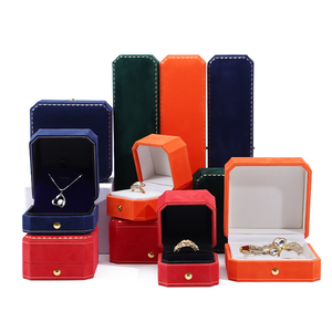 Изготовленный на заказ логотип зеленый винтажный бархатный шкатулка для ювелирных изделий роскошный драгоценный камень браслет ожерелье серьга коробка восьмиугольная бархатная коробка для колец - Product Image 2