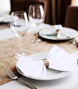 Servilletas de Tela Blancas Modernas para Boda, 100% Poliéster, Impermeables, Resistentes al Aceite, Hechas a Mano, Impresas, con Bordes Cosidos, Personalizables - Product Image 4