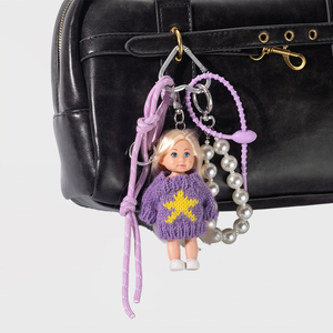 Porte-clés poupée JS <span class=keywords><strong>Extra</strong></span> Minis 4,5 pouces, poupée blonde avec cordon en strass, joli porte-clés et accessoires pour sac pour femme - Product Image 3