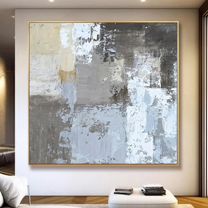 Anpassung Hotel Artwork Beige und Grau Abstrakte Malerei Große strukturierte Leinwand Moderne minimalist ische Wand kunst für Dekor - Product Image 5