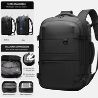 Mochila de Compresión al Vacío, Bolsa de Viaje de Negocios Expandible, Impermeable, para Laptop de 17 Pulgadas, Antirrobo, con Candado TSA