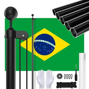 CYDISPLAYブラジル9m30FT旗竿アルミニウム旗竿黒断面折りたたみ式屋外用商用旗竿