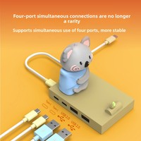 Station d'accueil Type-C Anime Hub, Koala créatif, Hub USB 2.0, Article décoratif de bureau, Station d'accueil mignonne à quatre ports pour ordinateur portable