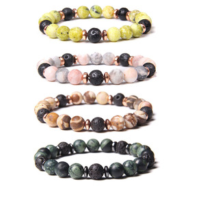 Bracelet en pierres précieuses naturelles <span class=keywords><strong>Pierre</strong></span> Naturelle de haute qualité, best-seller, bracelet diffuseur d'huiles essentielles en <span class=keywords><strong>pierre</strong></span> de lave noire - Product Image 1
