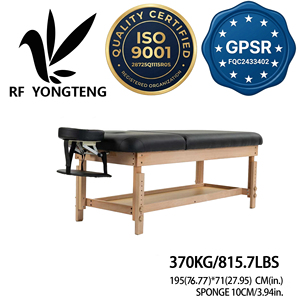 Table de massage stationnaire moderne avec cadre en bois, matériau PU, hauteur réglable, étagère de rangement et repose-tête pour usage en salle de sport et hôtel - Product Image 1