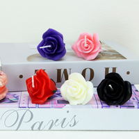 Bougies d'anniversaire colorées personnalisées en usine, faites à la main en forme de rose, non parfumées, pour la Saint-Valentin et la décoration d'anniversaire