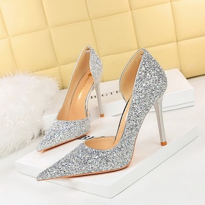 2025 Chaussure Femme Designer Fashion <b>Shoes</b> Sequin Cloth Stiletto Women's Pumps Heels for Ladies - Product Image 3