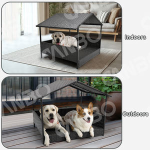 CanboPet Criado Mimbre Casa de perro grande al aire libre con dosel Refrigeración Ratán Cama para mascotas resistente al agua - Product Image 4